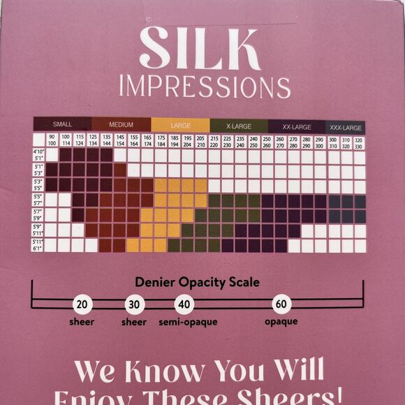 NEW SILK Impressions Beige Sheer Medium Support Pantyhose XL 30 Denier 2pr - Picture 3 of 4